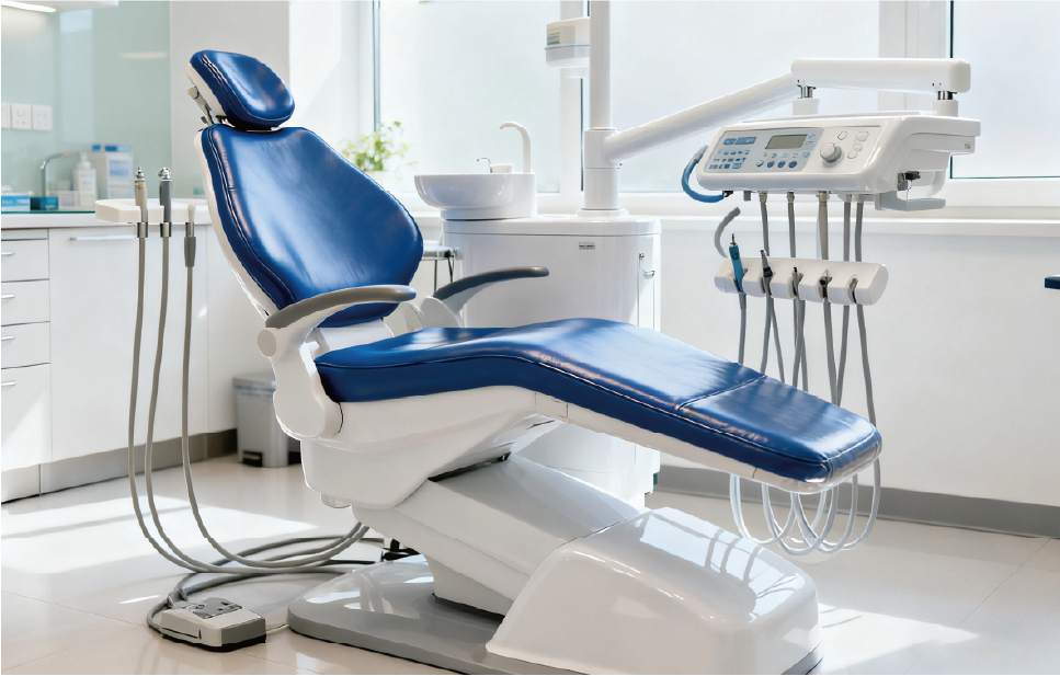 طبيب أسنان يقوم بإجراء العملية باستخدام الماء المعقم من نظام مطهر بالأشعة فوق البنفسجية