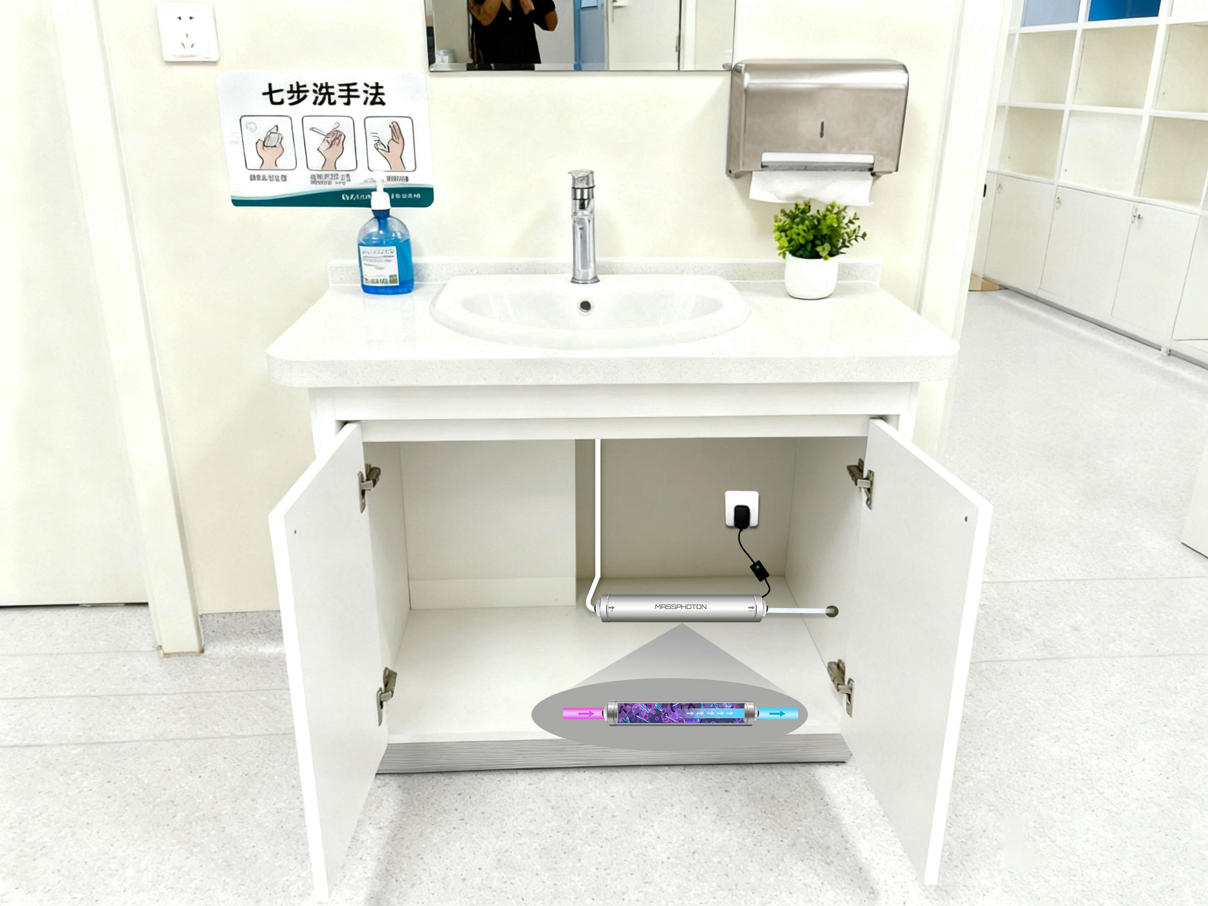 مخطط تركيب نظام الترشيح للأشعة فوق البنفسجية تحت المغسلة