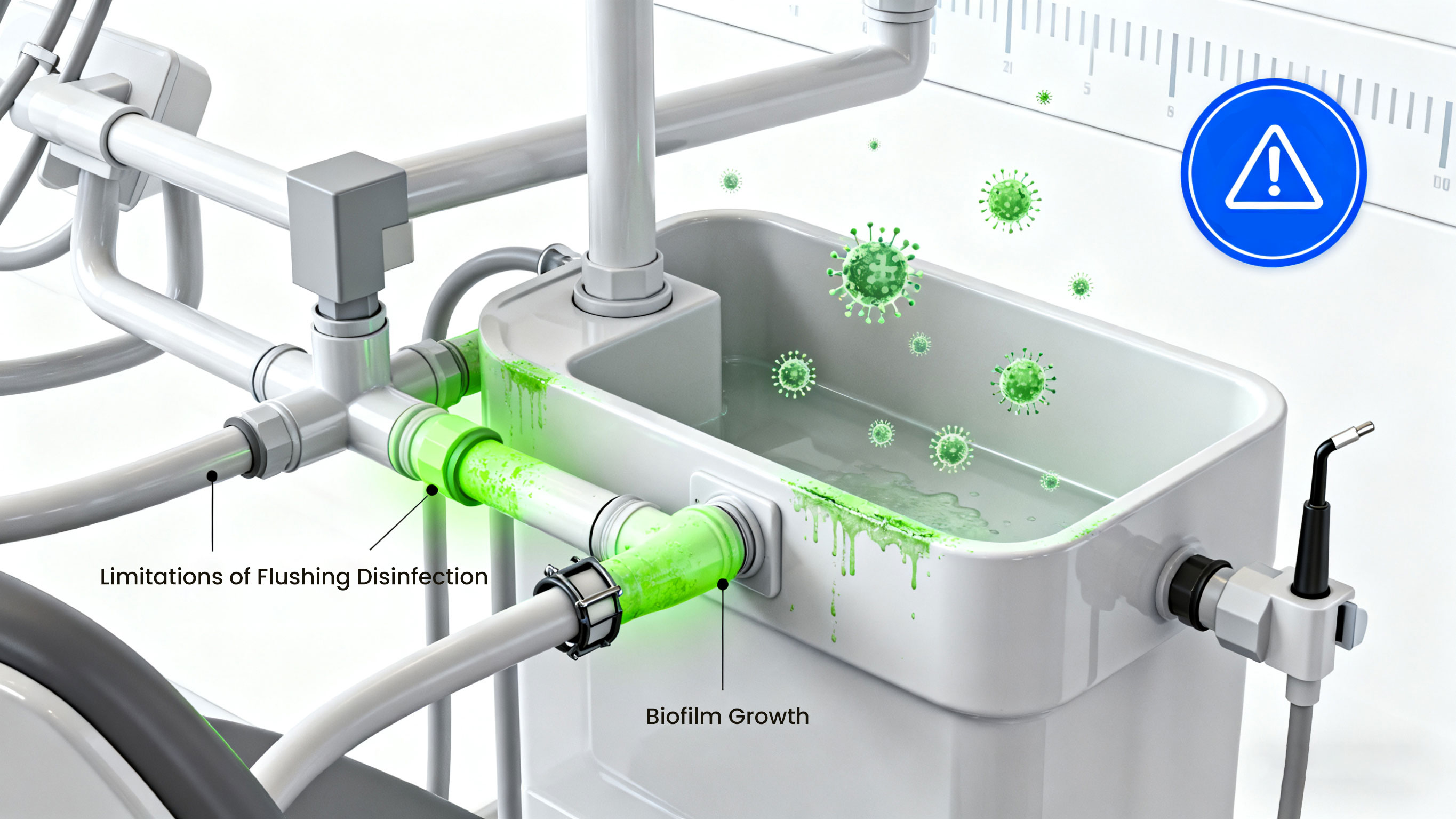 ضوء UV-C يدمر البكتيريا والأغشية الحيوية في مياه الأسنان